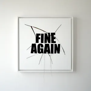 fine again, 50cm x 50cm, acrylic on canvas, sliced, stitched, framed, ©2015