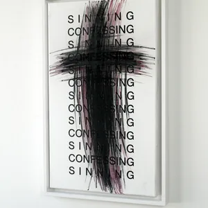 good conscience (sin/con), 30cm x 50cm, acrylic and charcoal on canvas, framed, ©2015