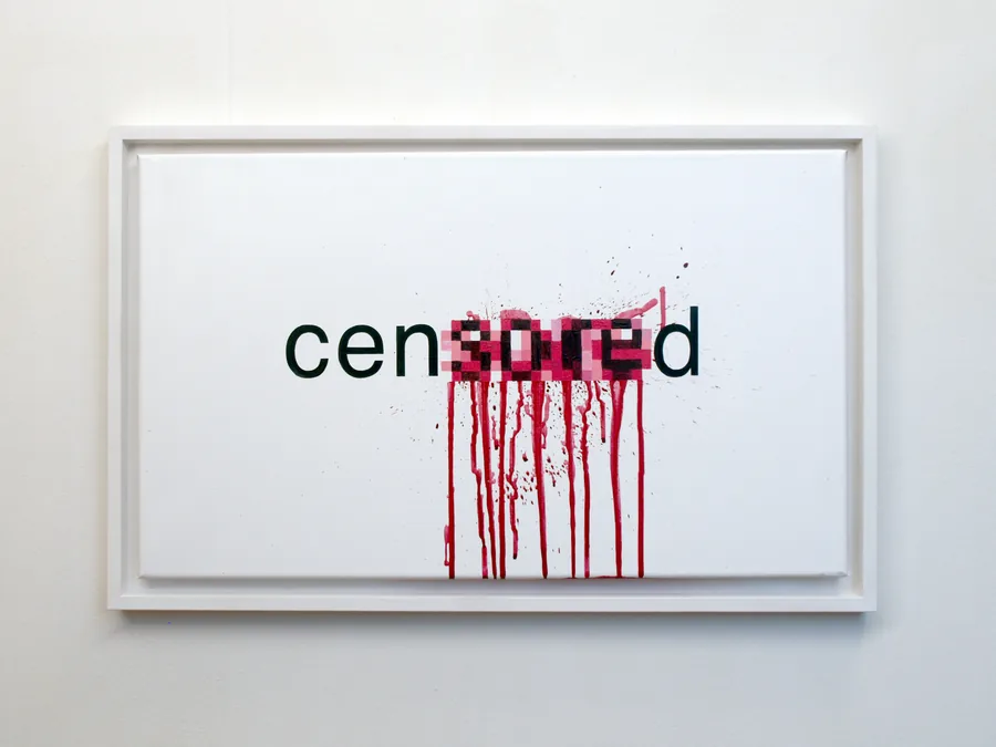 censored, 30cm x 50cm, acrylic on canvas,  framed, ©2009/2014