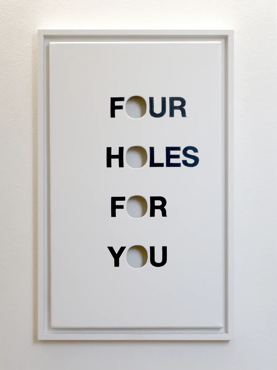 four holes, 30cm x 50cm, acrylic on canvas,  framed, ©2013
