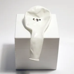 ego (geht eh), permanent marker on balloon, wooden base, © 2012