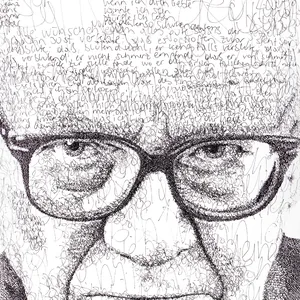 ja ja jandl, written portrait, 30cm x 50cm, permanent marker on canvas, ©2011