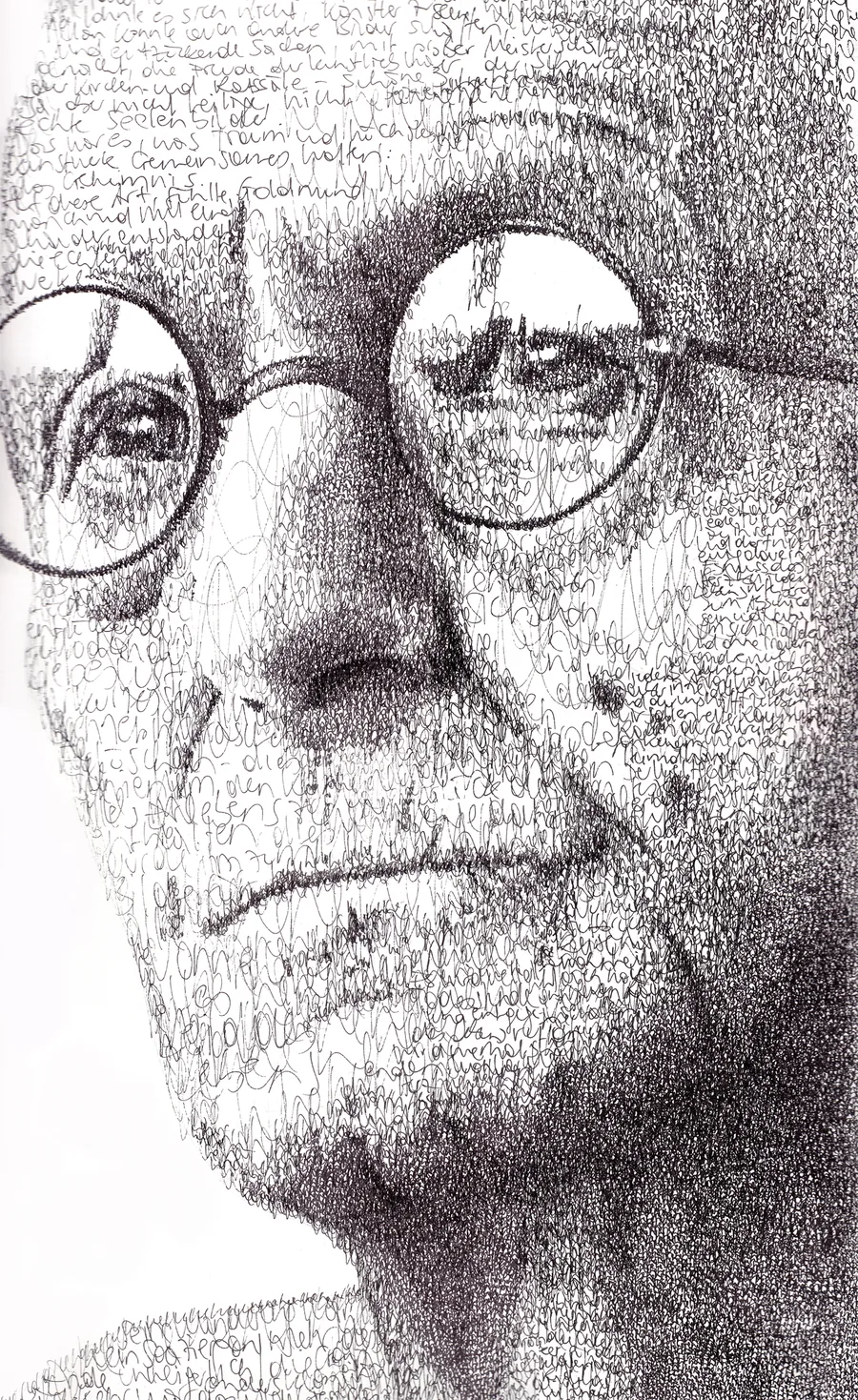 he he hesse, written portrait, 30cm x 50cm, permanent marker on canvas, ©2011