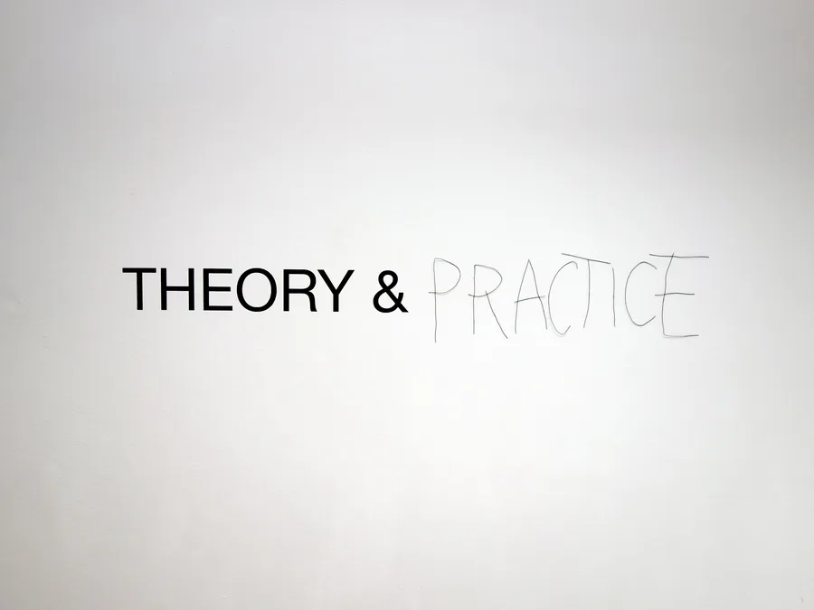theory & practice, text-installation, dimensions variable, ©2020