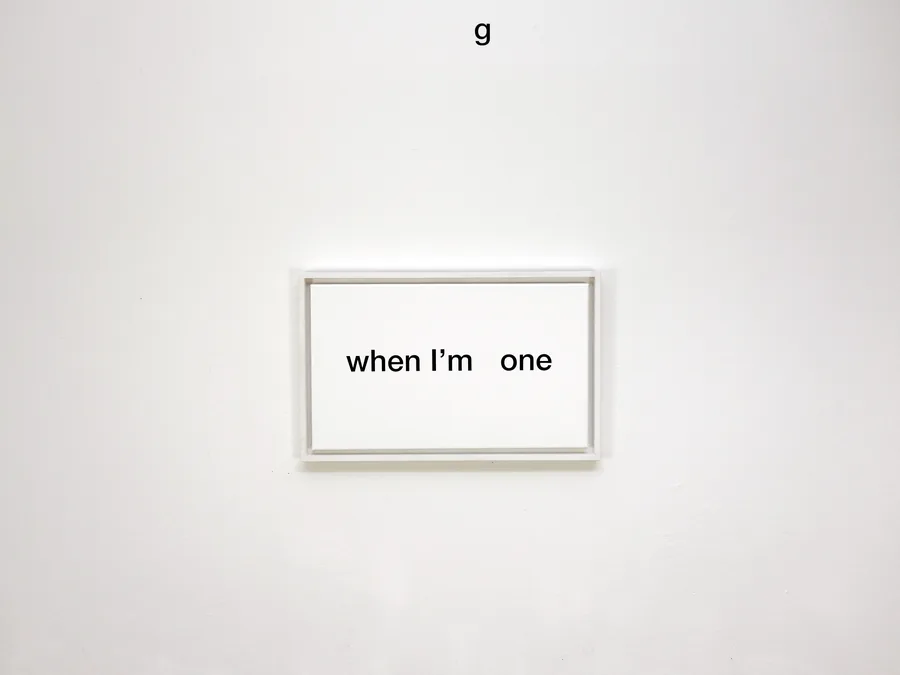 one, 30cm x 50cm, acrylic on canvas, vinyl letter, framed, © 2020