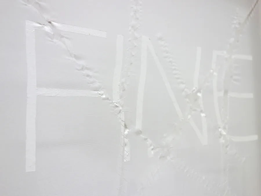 fine, detail, the white word in the cracked white surface