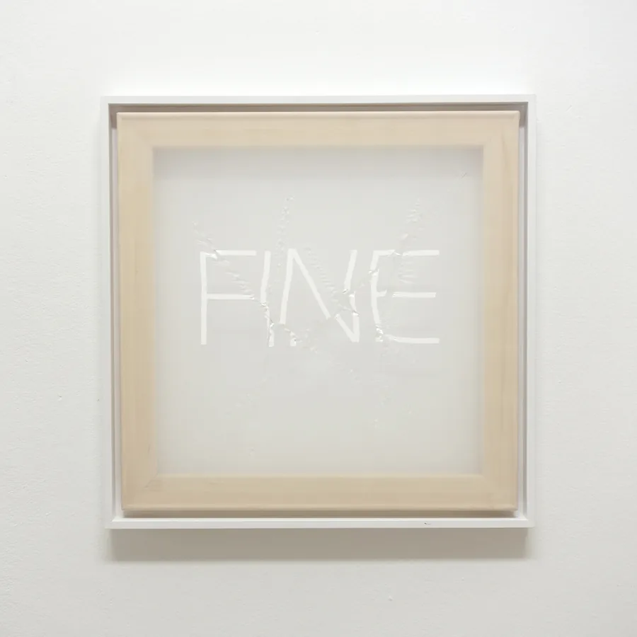 fine, 50cm x 50cm, acrylic on transparent voile, stitched, framed, © 2020