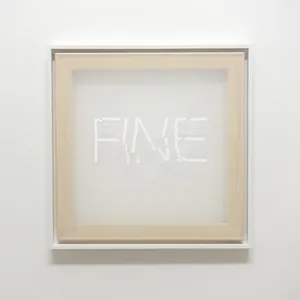 fine, 50cm x 50cm, acrylic on transparent voile, stitched, framed, © 2020