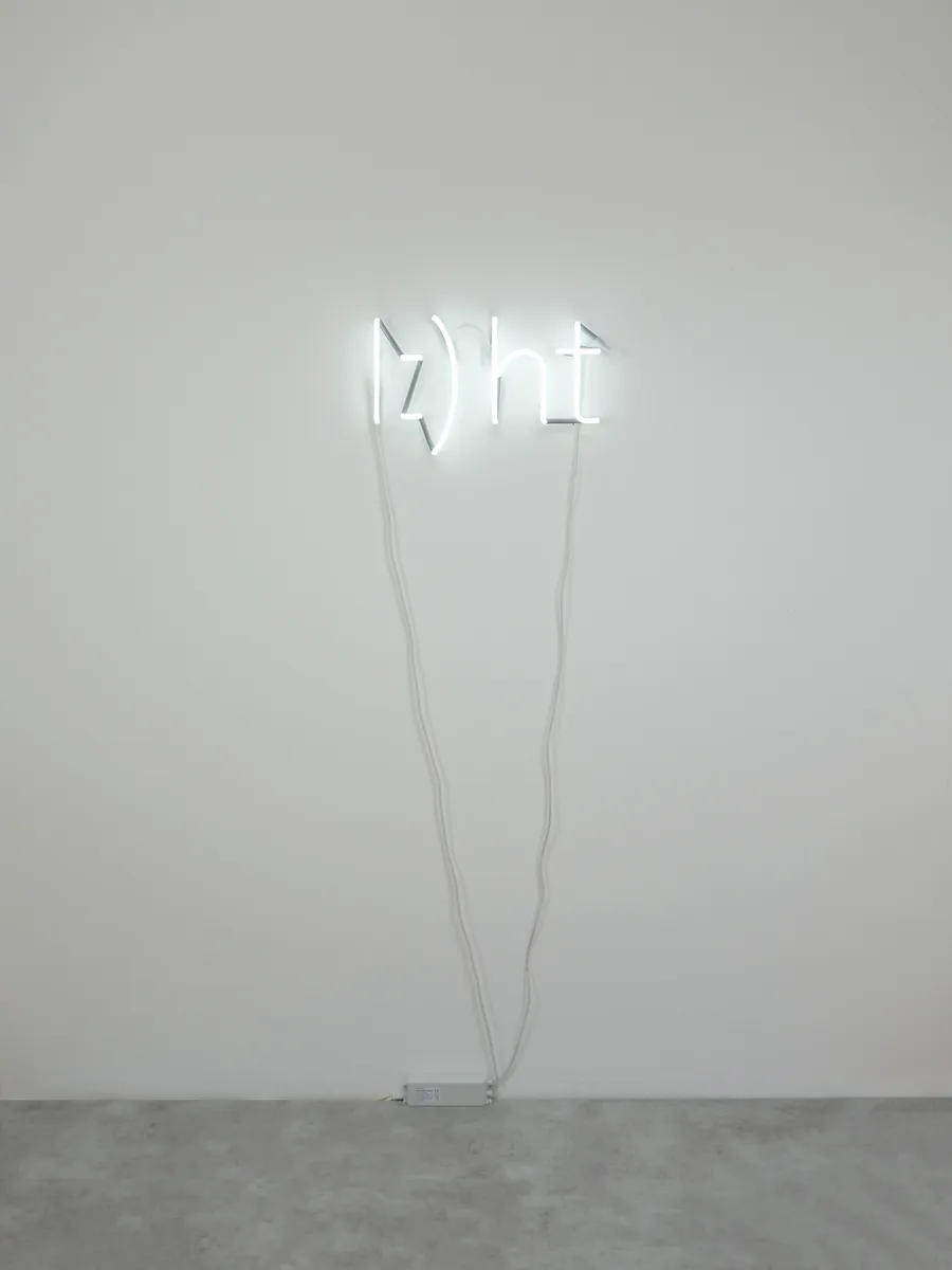 light (for dark times), the neon on the wall, its cable running to the floor