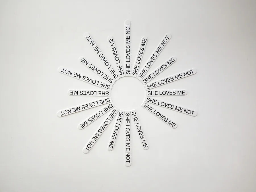 she loves me (not), the full circle on the wall