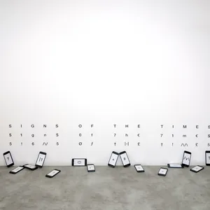 signs of the times, text-installation with iphone dummies, ©2016/2019