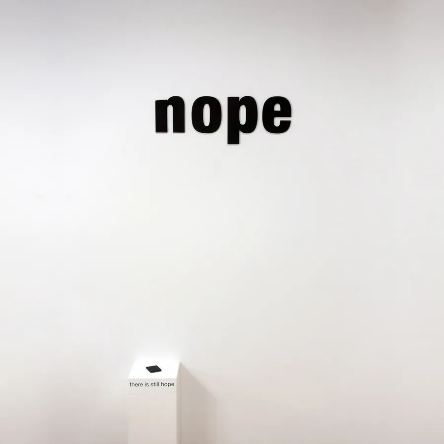 there is still hope, text-installation, wooden letters, pedestal, ©2019