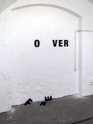 nothing lasts forever, installation view, the fallen letters on the floor