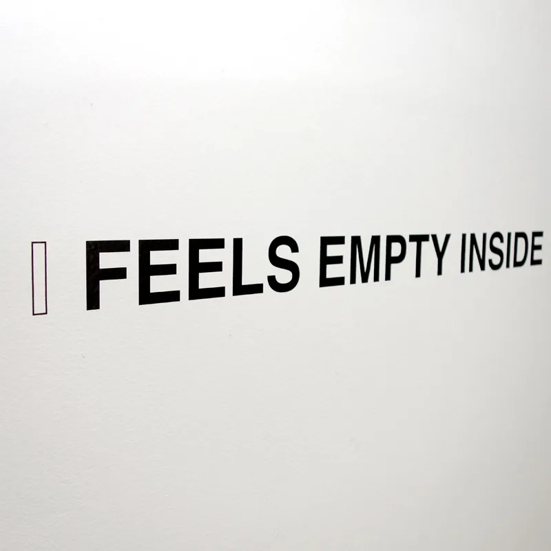 empty inside, text-installation, dimensions variable, ©2016