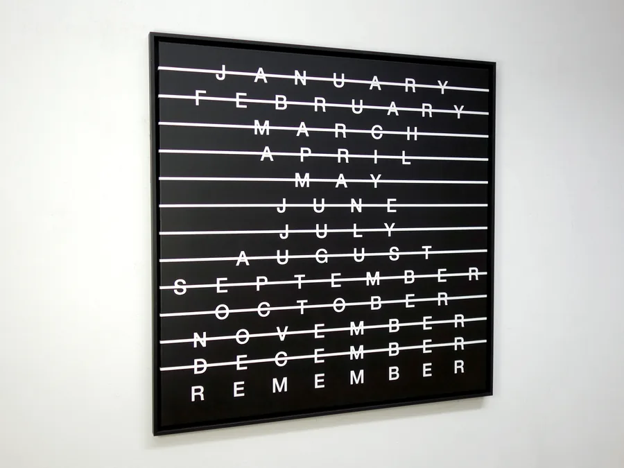 take time, the framed work on the wall