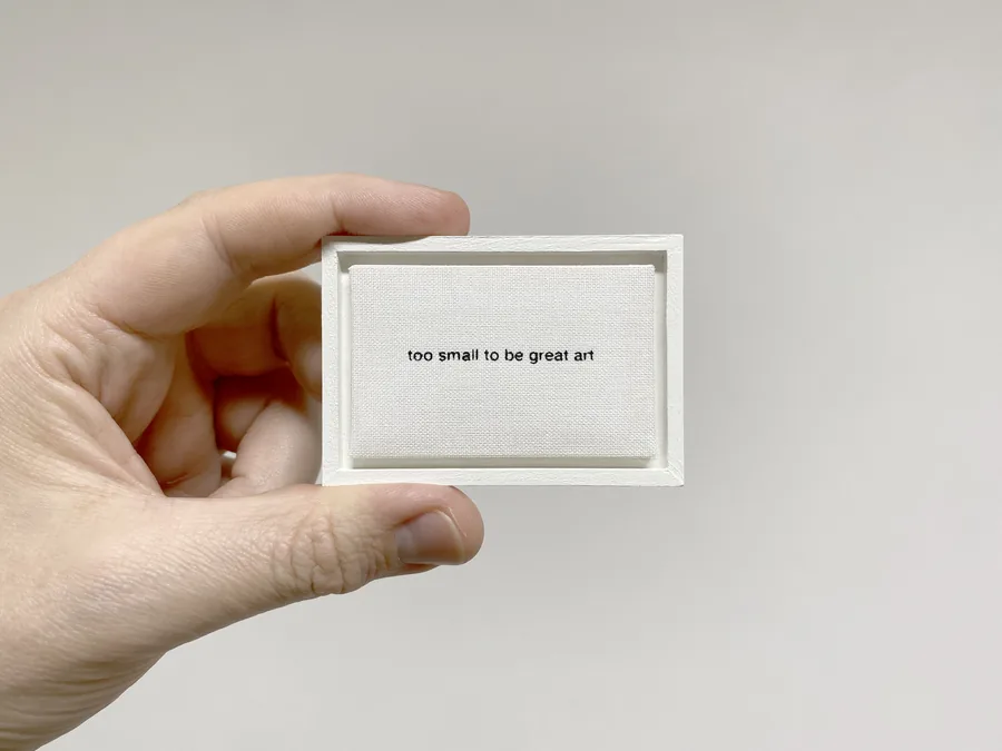 too small to be great art, hand-pulled screen print on canvas, framed, 6cm x 3,7cm, limited edition (20 pieces), ©2021