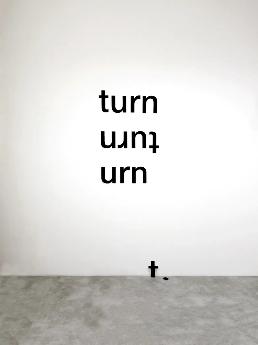no matter how you turn it, text-installation with wooden letters, dimensions variable, ©2022