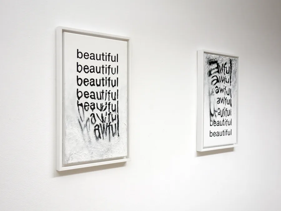 how quickly things can change I & II, both framed works on the wall