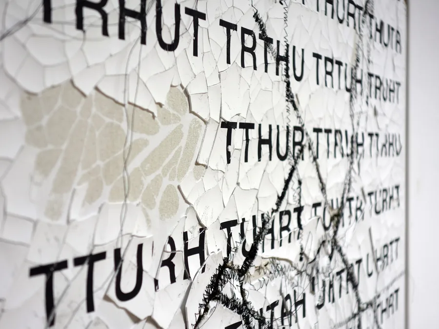 fighting for the truth, detail, the scrambled word and the black thread