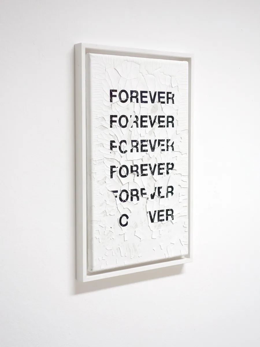 nothing lasts forever, the framed work seen from the side