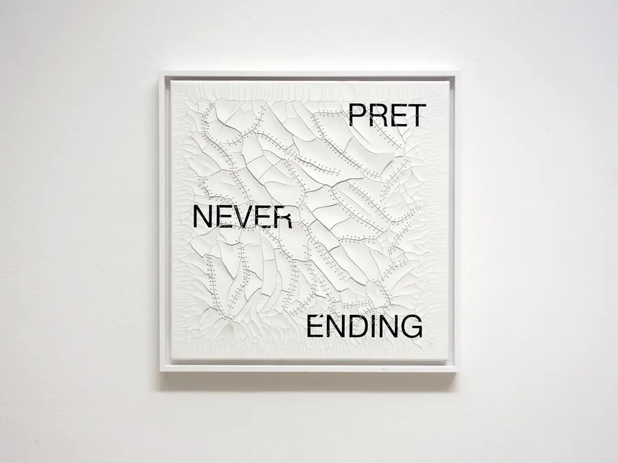 never ending, 50cm x 50cm, acrylic, dispersion paint & thread on canvas, framed, ©2021