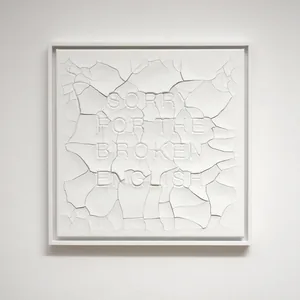 broken english, 50cm x 50cm, dispersion paint on canvas, framed, ©2022