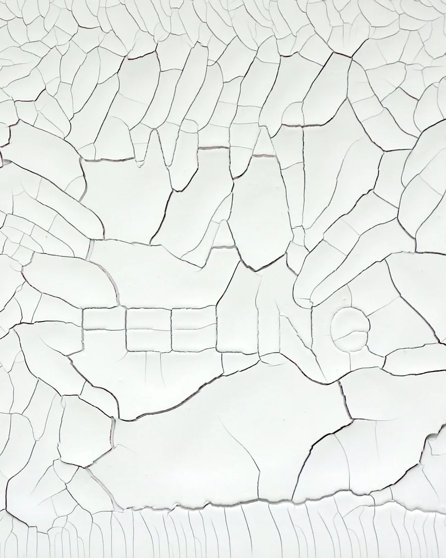 what a feeling, detail, the letters in the cracked surface