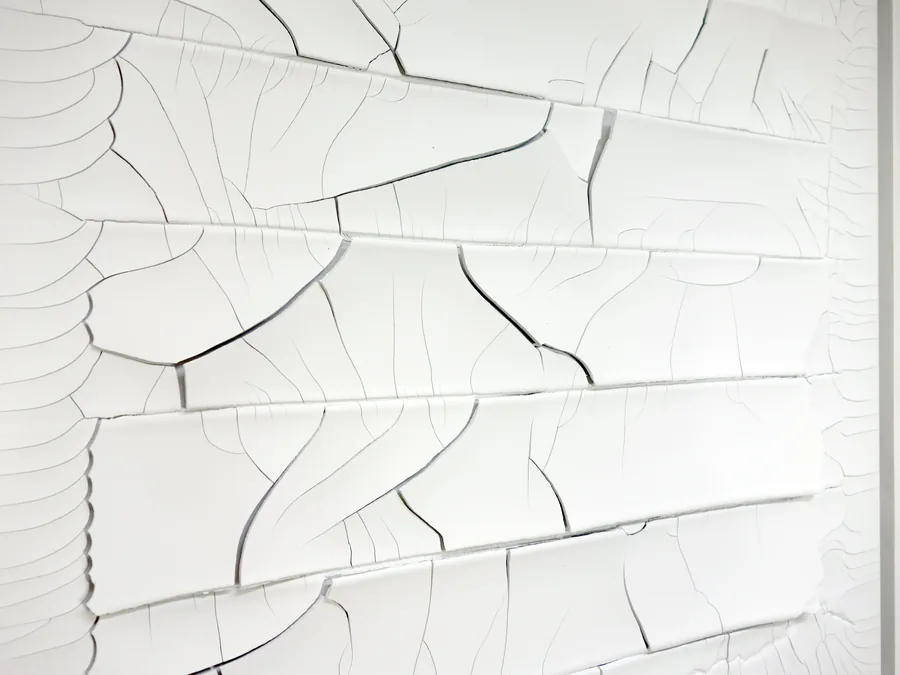 between the lines, detail of the torn white surface