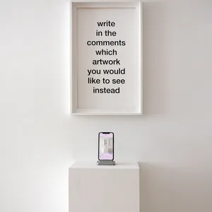 no comment, textinstallation with vinyl letters, frame, pedestal, iphone, ©2021
