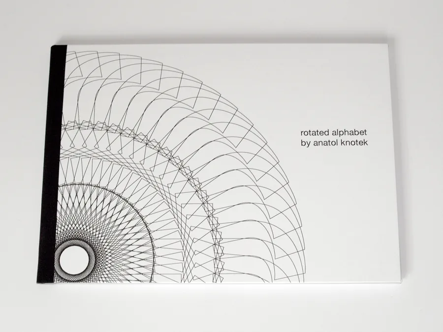 rotated alphabet, the closed book with its black spine