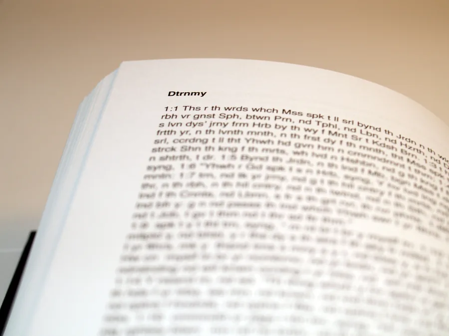 th hly bbl by ntl kntk, an open page of text without vowels