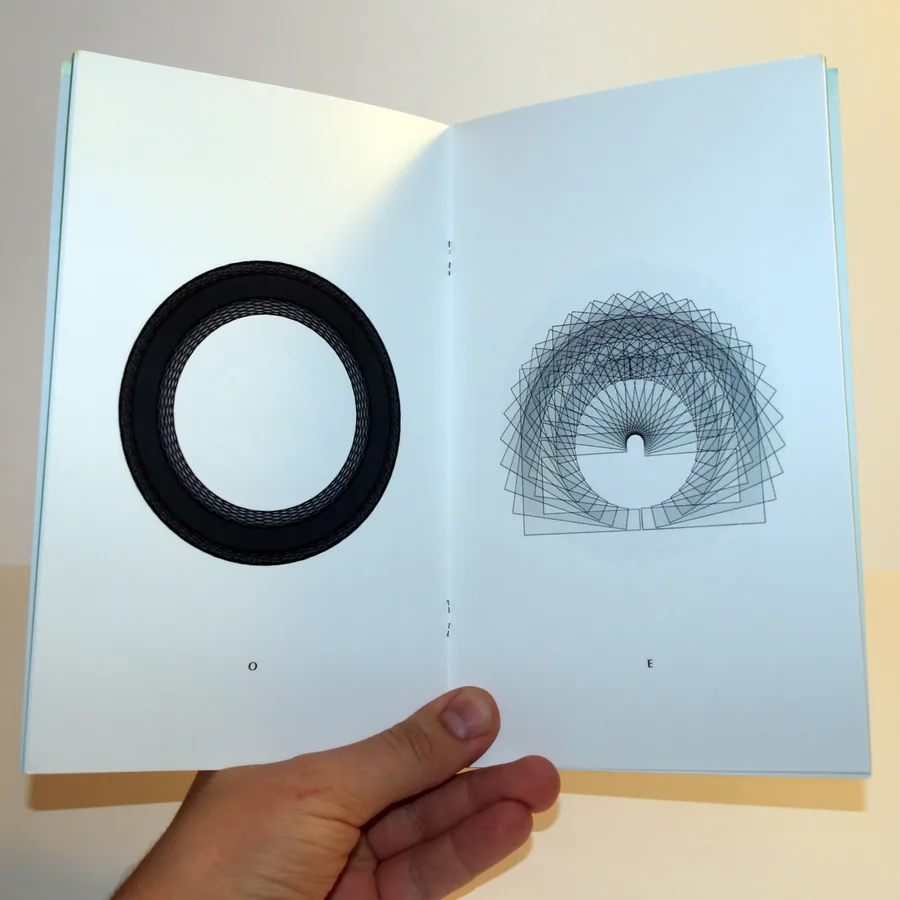 this is visual poetry by anatol knotek, an open spread held in one hand