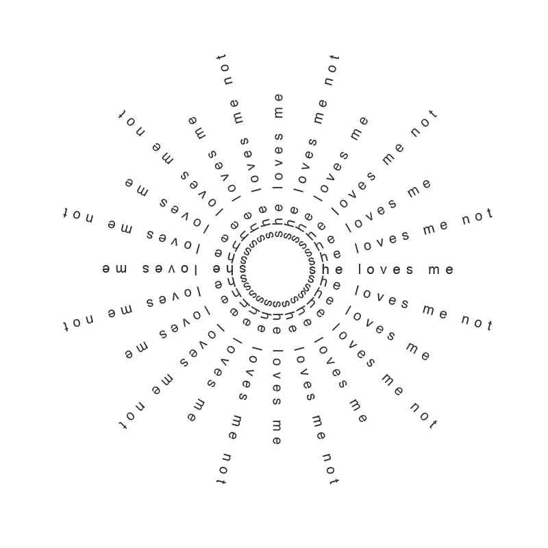 she loves me (not), concrete poetry, ©anatol knotek